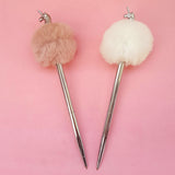 Metallic Silver Unicorn Pompom - Ballpoint Pen