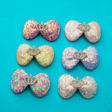 Crown Sequin Bow - Hair Clip
