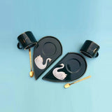 Swan Heart Mug Set-Dark Green