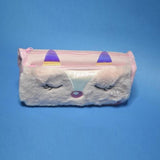 Cute Cat Eyes Plush Double Pocket Pouch
