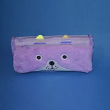 Cute Cat Eyes Plush Double Pocket Pouch