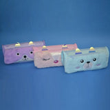 Cute Cat Eyes Plush Double Pocket Pouch