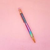 Queen Rainbow Metallic Ball Pen Purple Crystal Diamond