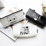 Black & White Cat Silicon Pencil Pouch