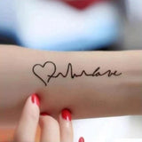Black Heart Wave Temporary Tattoo