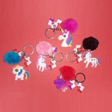 Cute Unicorn Pom Pom Fluffy Key Ring