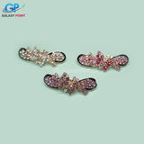 Diamond Butterfly French Barrettes - Hair Clip