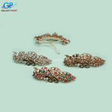 Diamond Peacock French Barrettes - Hair Clip