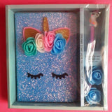 Glitter Cover Unicorn Diary Notebook with Pen Gift Box