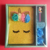 Glitter Cover Unicorn Diary Notebook with Pen Gift Box