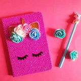 Glitter Cover Unicorn Diary Notebook with Pen Gift Box