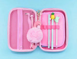 Glitter Flamingo Fluff Large Pouch
