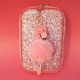 Glitter Flamingo Fluff Large Pouch