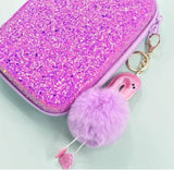 Glitter Flamingo Fluff Large Pouch