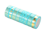 Gold Foil Turquoise Blue Washi Tape