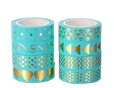 Gold Foil Turquoise Blue Washi Tape