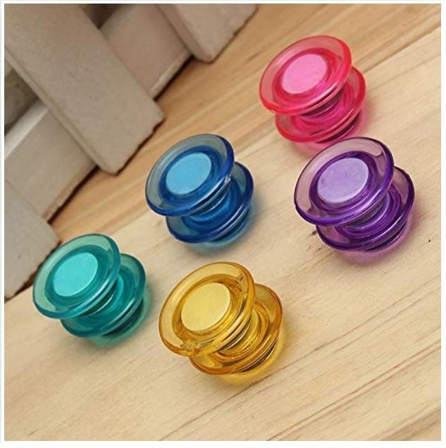 Gold Leaf Round Transparent Color Magnets Set of 5