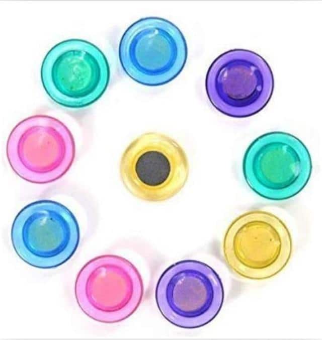 Gold Leaf Round Transparent Color Magnets Set of 5