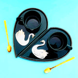 Swan Heart Mug Set-Dark Green