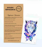 Lion & Butterfly Temporary Tattoo