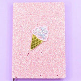 Pink Ice Cream Cone Glitter – Hard Cover Journal