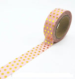 Polka Dot Gold Foil Pink Washi Tape