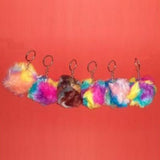 Rainbow Fluffy Pom Pom Ball Keyring