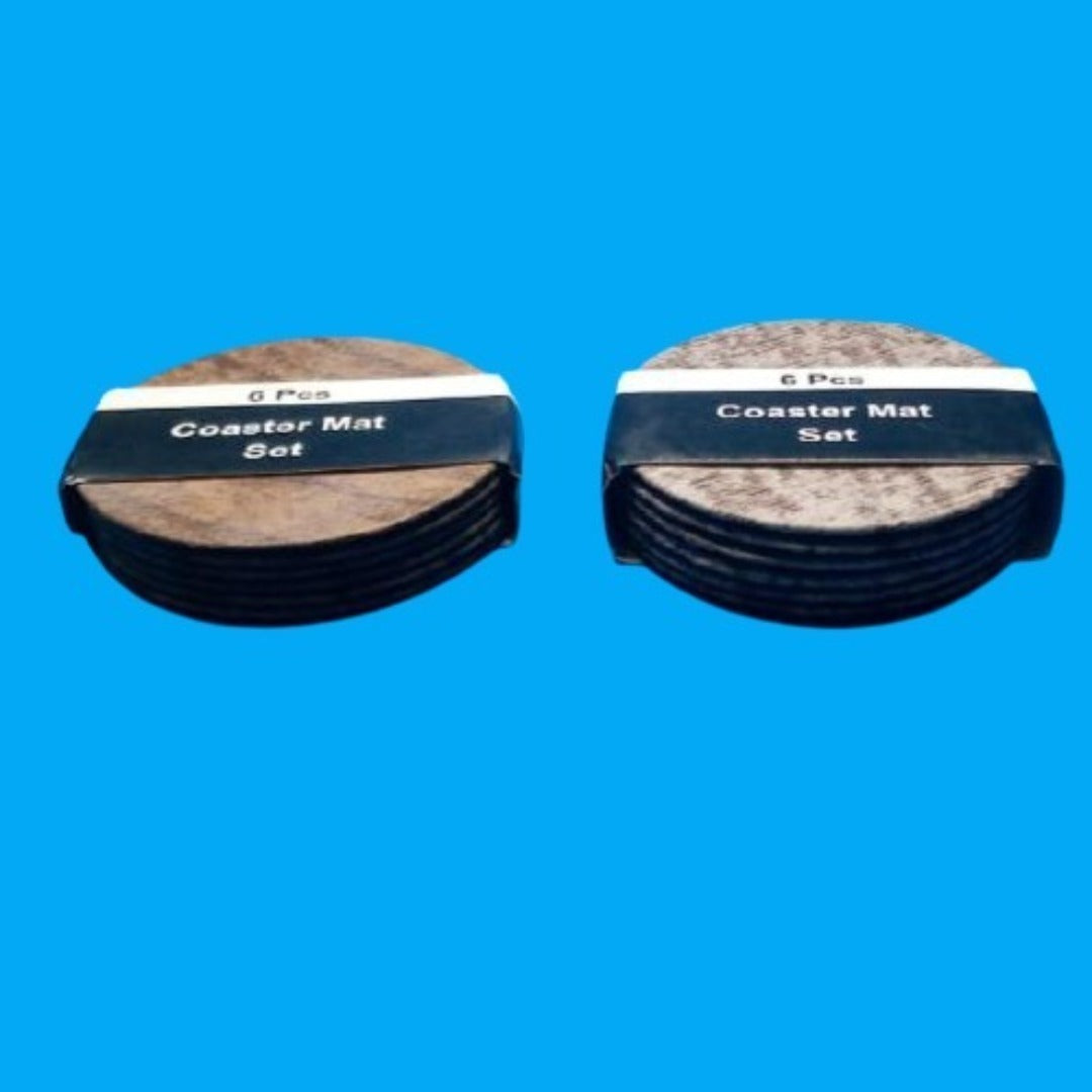 Wooden Texture Cup Coaster Mat Set of 6