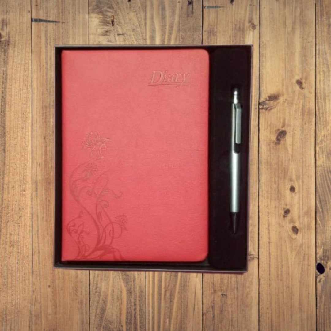 Floral Soft Cover Leather - Diary Set