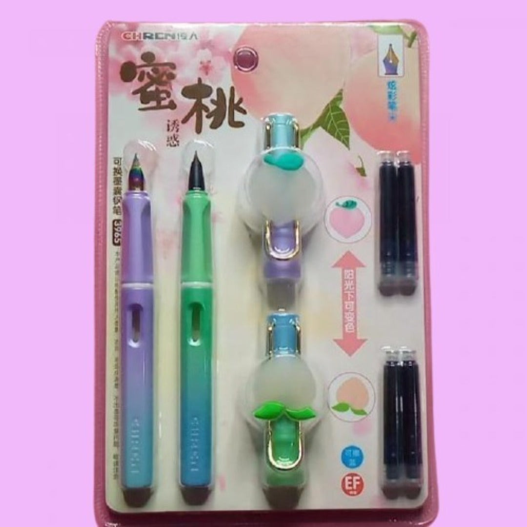 Apple Fountain Ink Pen Set Of 4 FREE Refills