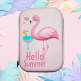 Hello Summer Flamingo Hard-case Storage Zip Pouch