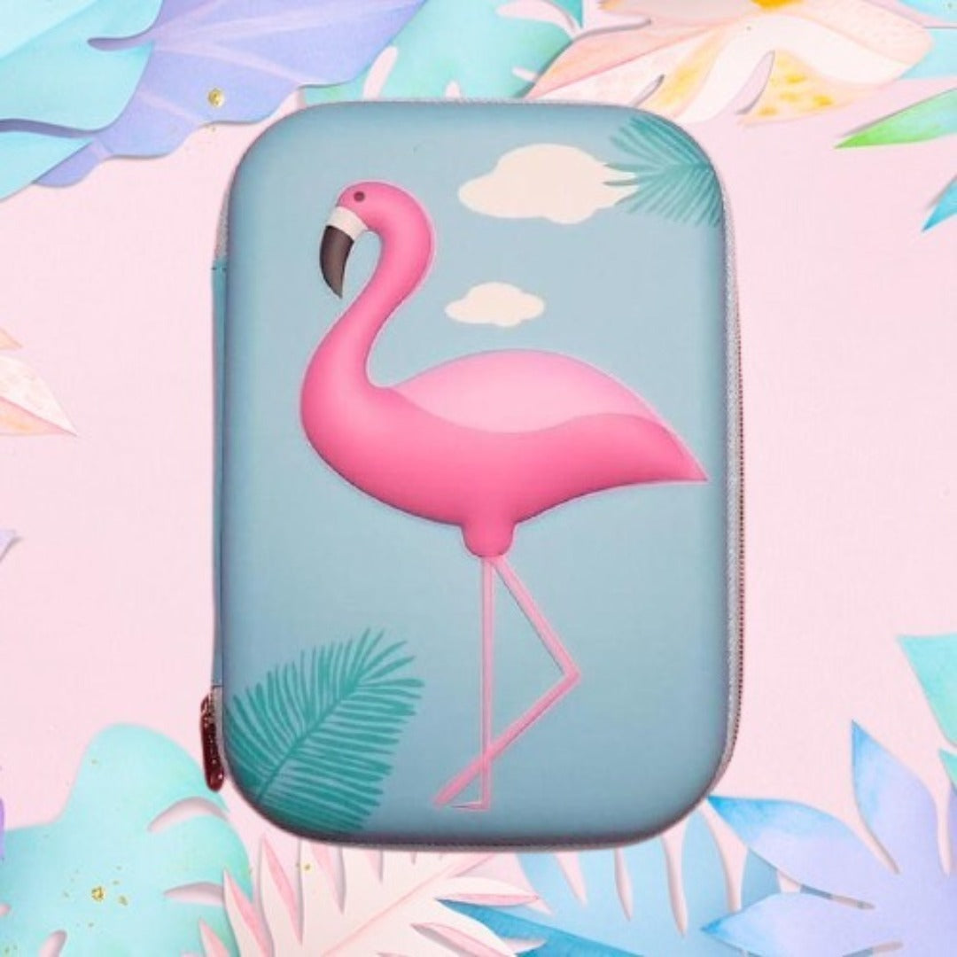 Hello Summer Flamingo Hard-case Storage Zip Pouch