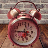 Retro European Leafy Landscape Copper Twin Bell Desk Clock / Alarm Clock with Night Led Light