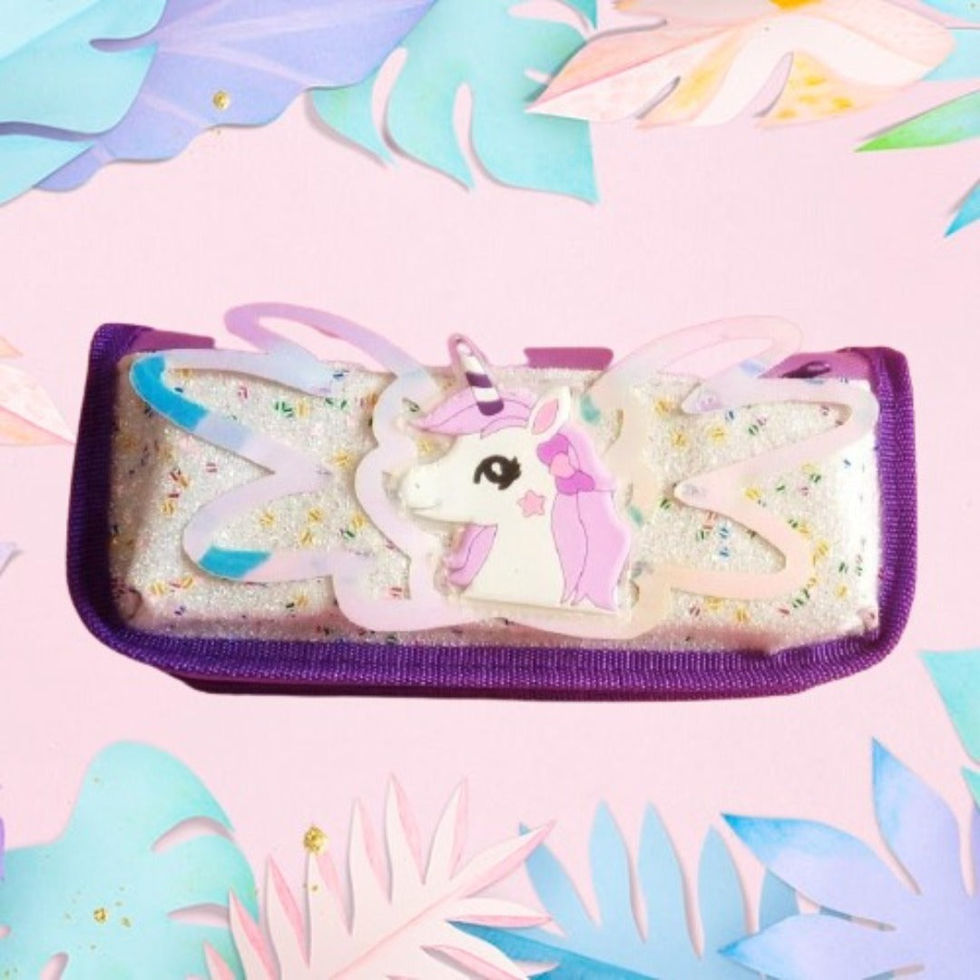 Shine Wings Unicorn Glitter Double Pocket Pouch