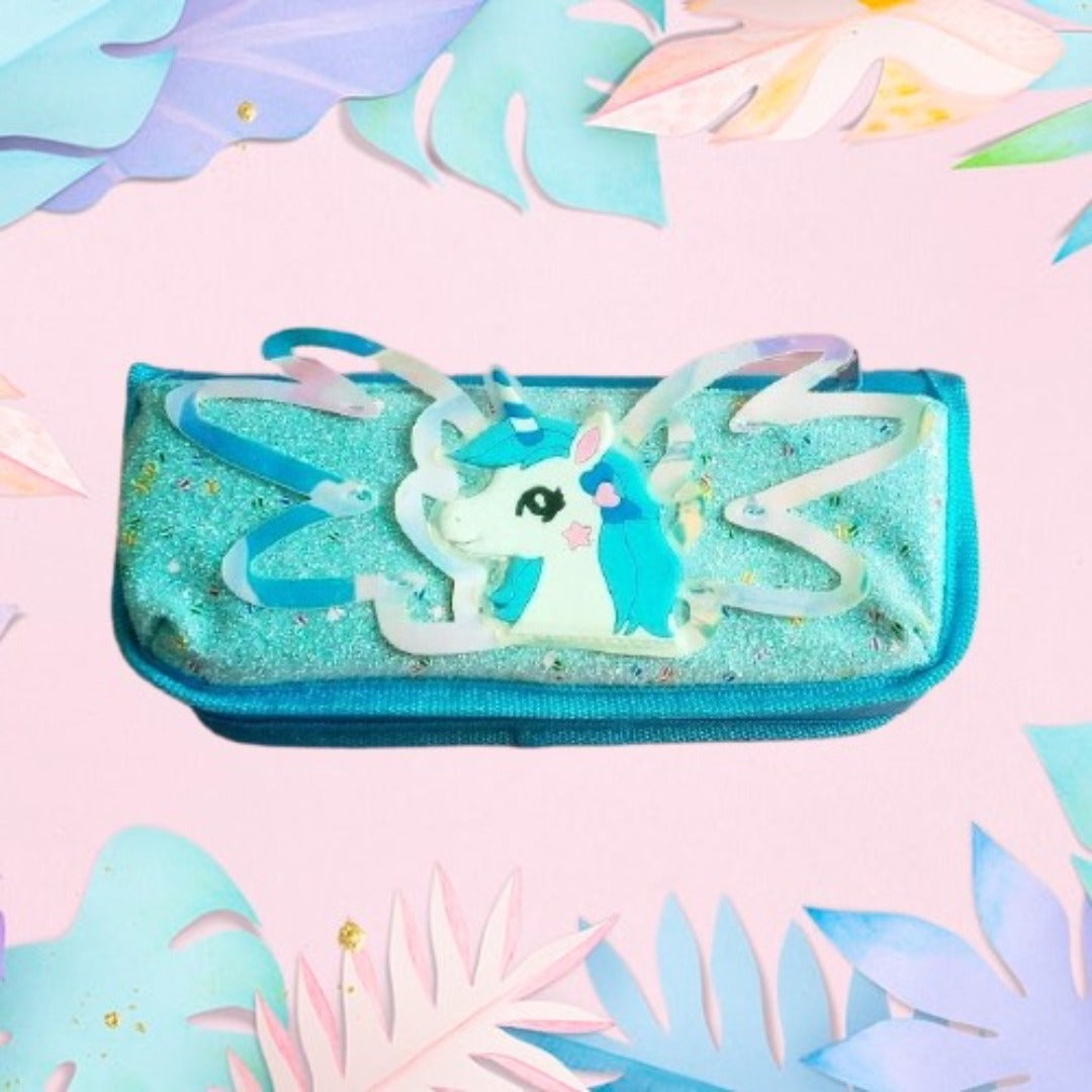 Shine Wings Unicorn Glitter Double Pocket Pouch