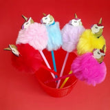 Sparkly Rainbow Unicorn Fluffy Ball Pen