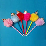 Sparkly Rainbow Unicorn Fluffy Ball Pen