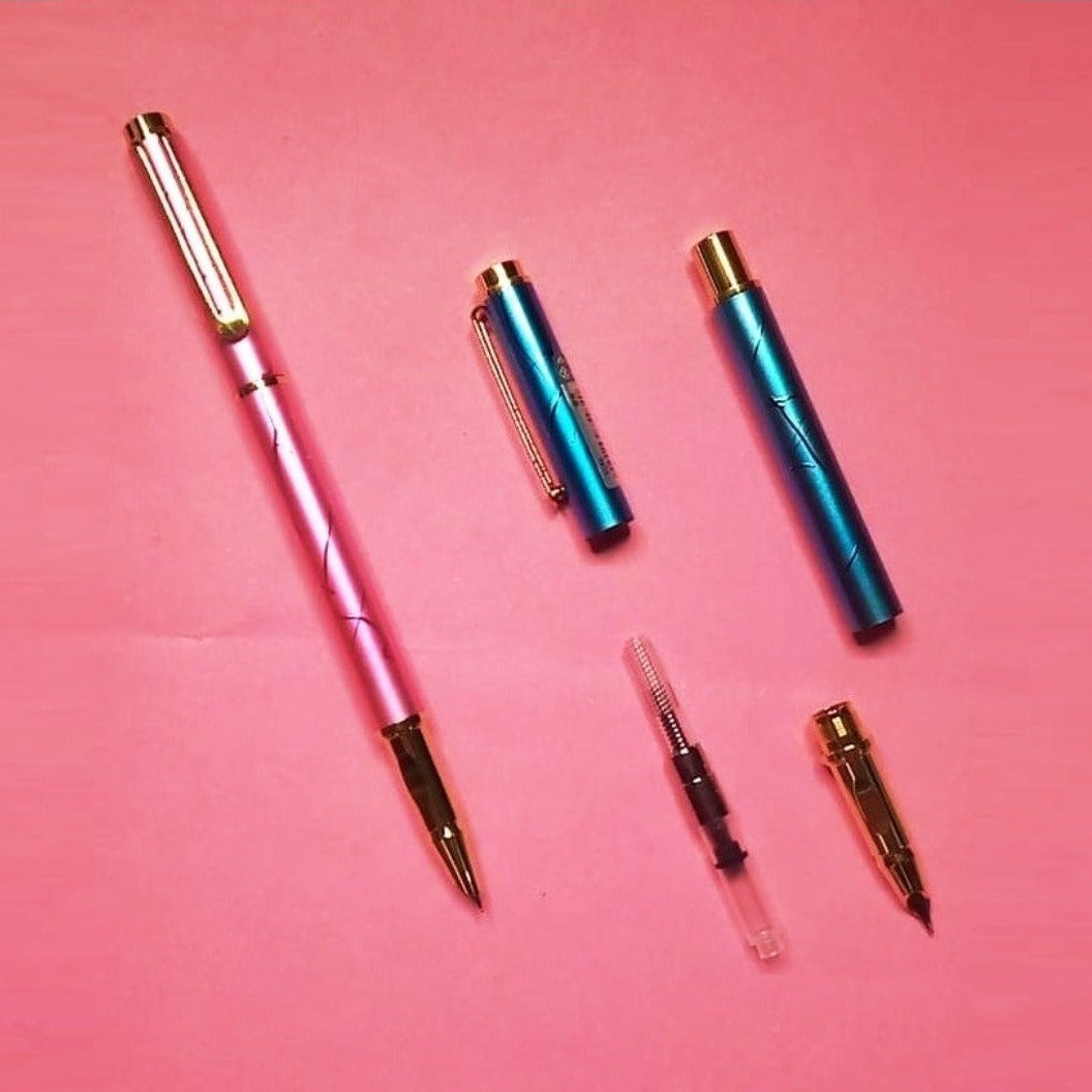 Super Shine Premium Metal Fountain Ink Pen with Self Refill for Ink