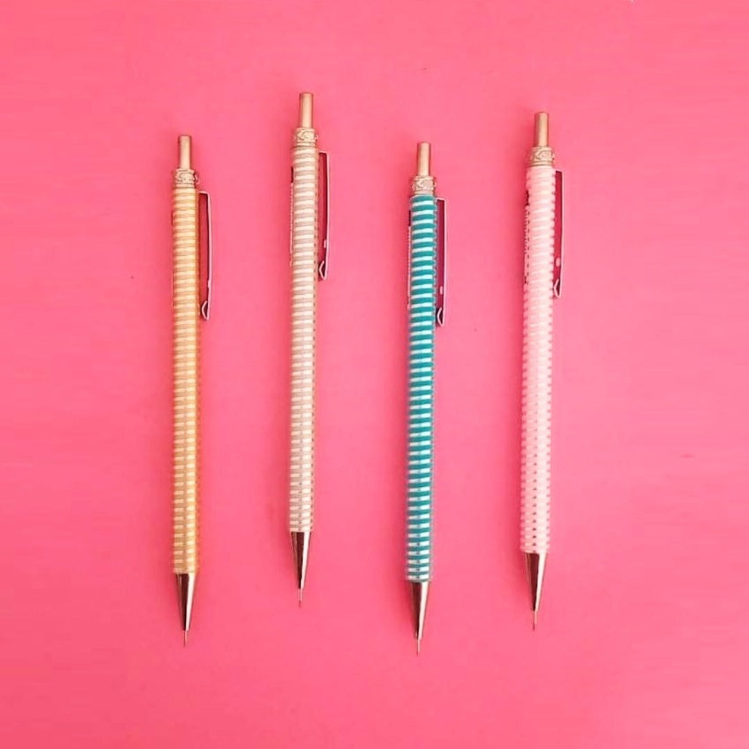 Shiny Silver Circle Metal Automatic Mechanical Pencil 0.5mm