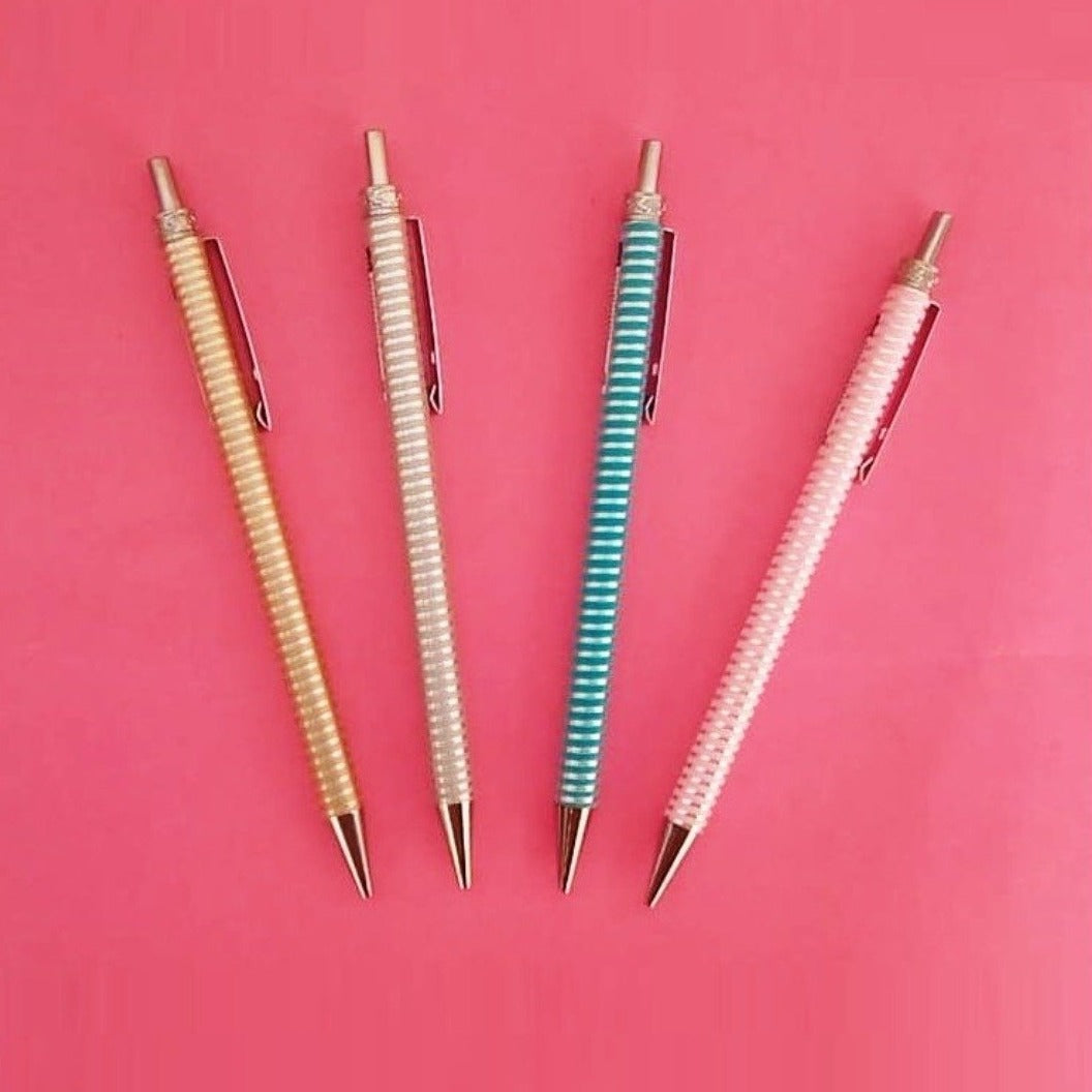 Shiny Silver Circle Metal Automatic Mechanical Pencil 0.5mm