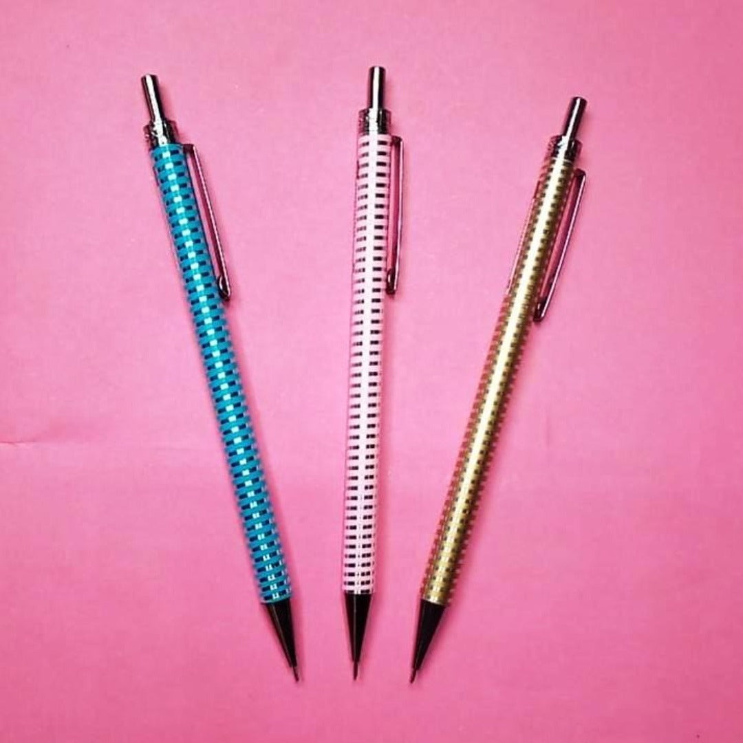 Shiny Silver Circle Metal Automatic Mechanical Pencil 0.5mm
