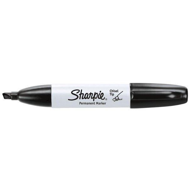Sharpie Permanent Markers, Chisel Tip, Black, 4 Count