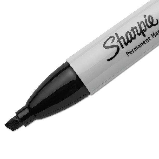 Sharpie Permanent Markers, Chisel Tip, Black, 4 Count