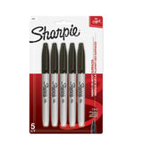 Sharpie Permanent Markers, Fine Point, Black, 5 Count