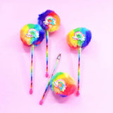 Stripe & Rainbow Fluff Gel Pen