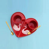 Swan Heart Mug Set-Red
