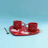 Swan Heart Mug Set-Red