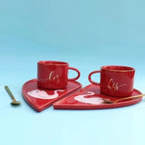 Swan Heart Mug Set-Red