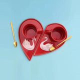 Swan Heart Mug Set-Red