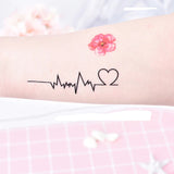 Black Heart Wave Temporary Tattoo Style 2